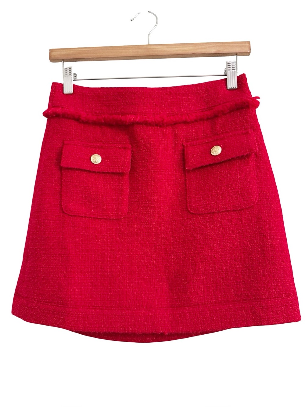 J. Crew Patch Pocket Mini Skirt in Tweed Festival Red 00
